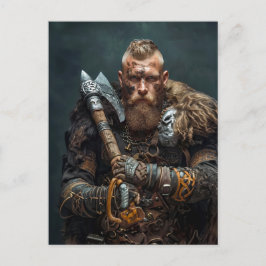 Viking Warrior in Authentic Attire Vykort
