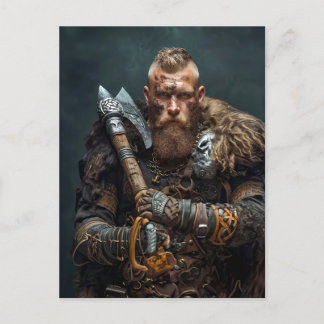 Viking Warrior in Authentic Attire Vykort