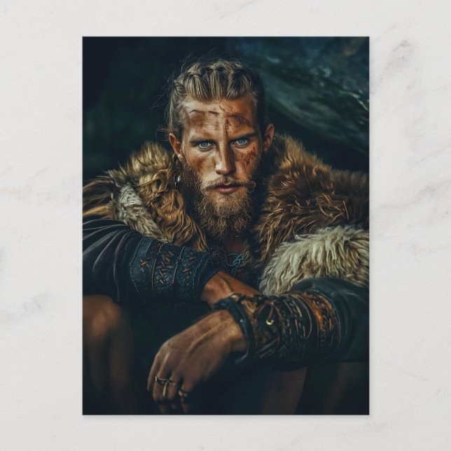 Viking Warrior in Authentic Attire Vykort (Framsida)
