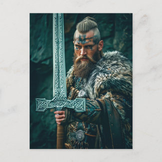 Viking Warrior in Authentic Attire Vykort