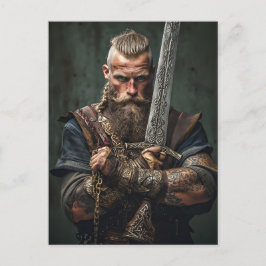 Viking Warrior in Authentic Attire Vykort