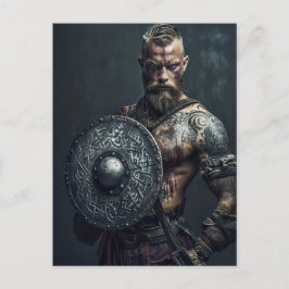 Viking Warrior in Authentic Attire Vykort