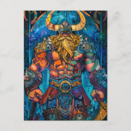 Viking Warrior med Ax Norse Mythology Tecknad Vykort