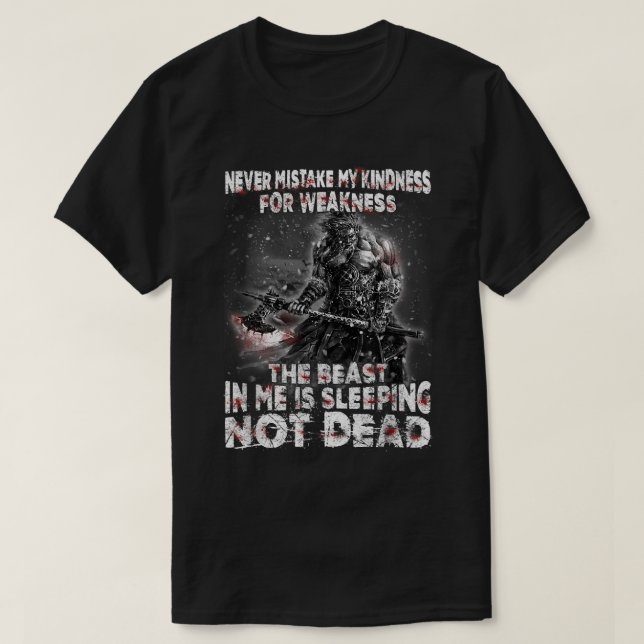 Viking Warrior missar aldrig mitt sinne för svaghe T Shirt (Design framsida)
