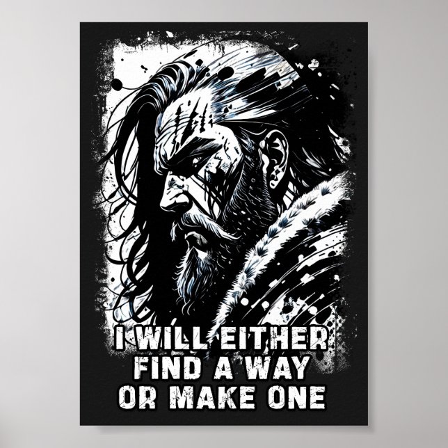 Viking warrior Norse Mythology Powerful ord Poster (Framsidan)