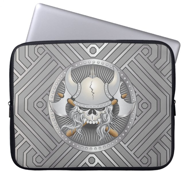 Viking Warrior Skull Laptop Sleeve (Framsidan)