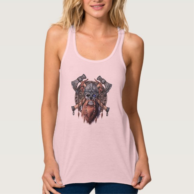 Viking Warrior Skull Linne Med Racerback (Framsida)