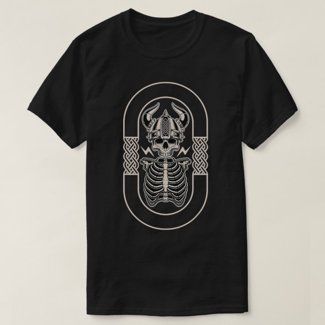 Viking Warrior Skull Skeleton Ax T Shirt (Design framsida)