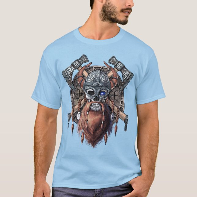 Viking Warrior Skull T Shirt (Framsida)