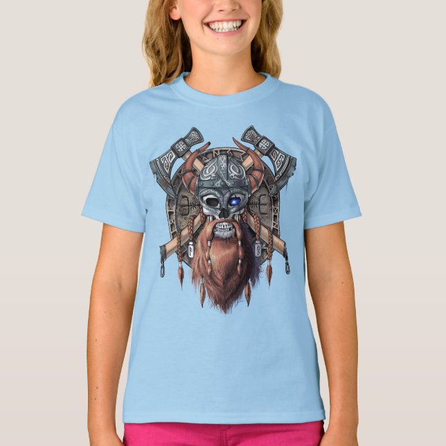 Viking Warrior Skull T Shirt (Framsida)