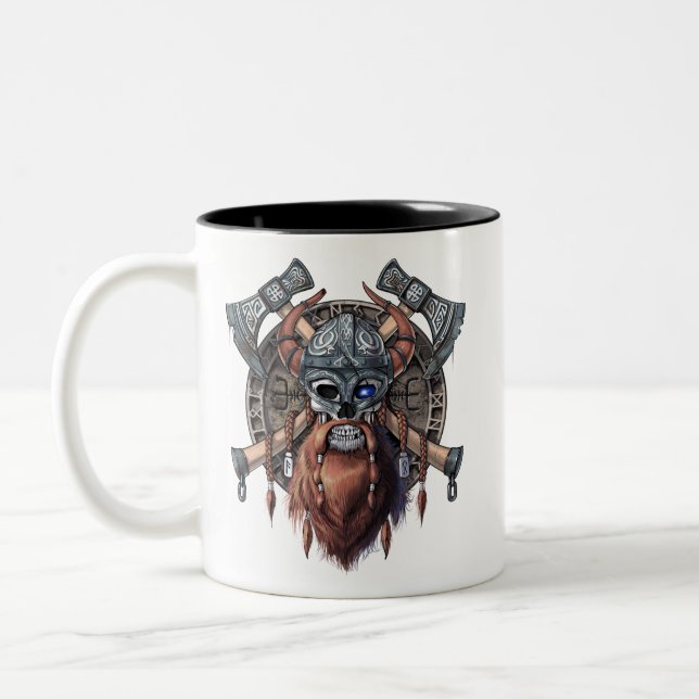 Viking Warrior Skull Två-Tonad Mugg (Vänster)