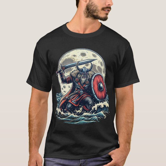 Viking Warrior till havs T Shirt (Framsida)