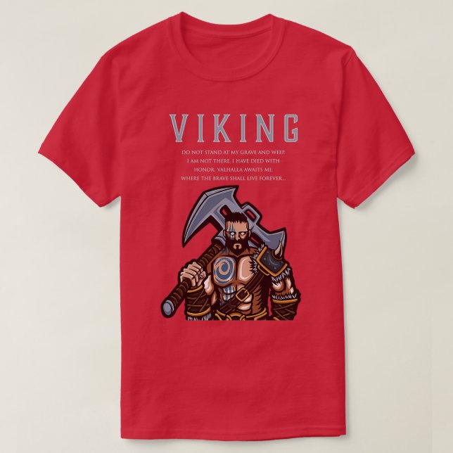 Viking Warrior Valhalla väntar mig där Modiga T Shirt (Design framsida)
