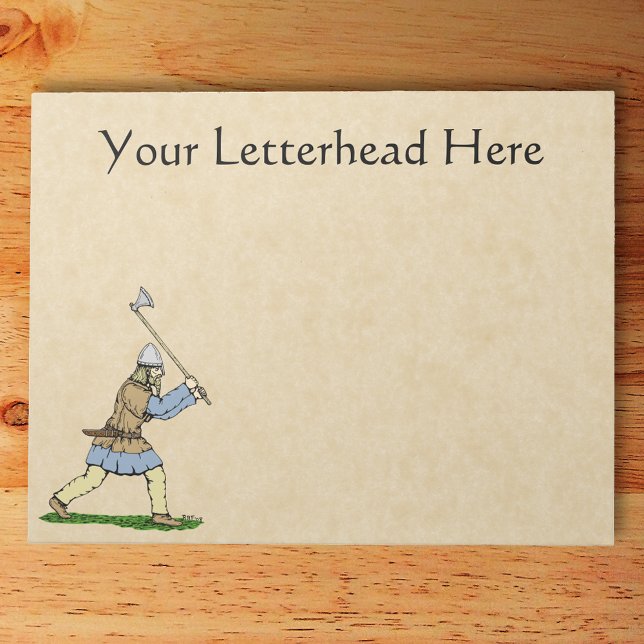 Viking Warrior Wielding Broad-Ax Anteckningsblock (Viking Warrior Wielding Broad-Axe Notepad on Desk)