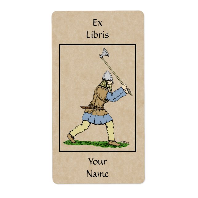 Viking Warrior Wielding Broad-Ax-bokplatta Fraktsedel (Framsidan)