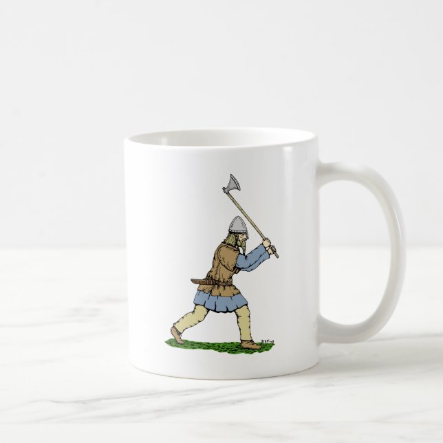Viking Warrior Wielding Broad-Ax Kaffemugg (Höger)