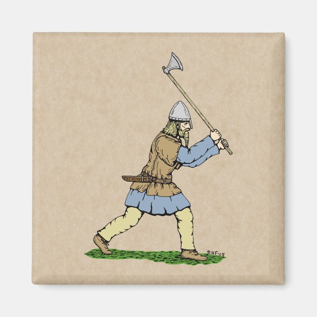 Viking Warrior Wielding Broad-Ax Magnet (Framsidan)