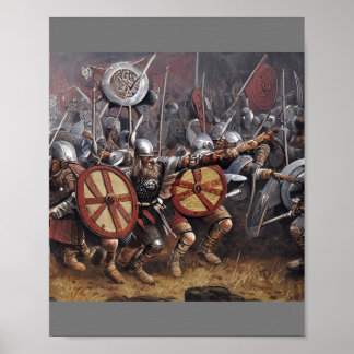 Viking Warriors Charge in i Battle Poster