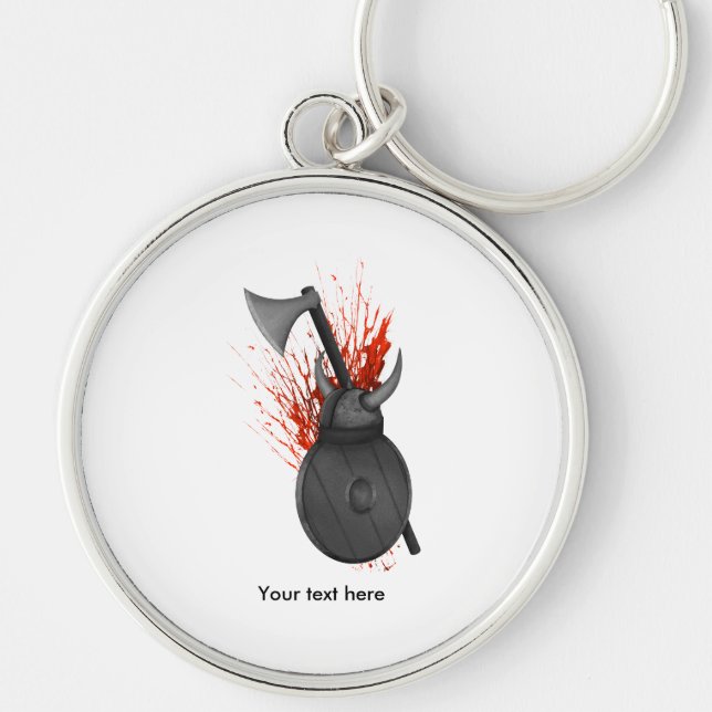 Viking Weapons and Blood Splatter, Krig Rund Silverfärgad Nyckelring (Framsidan)
