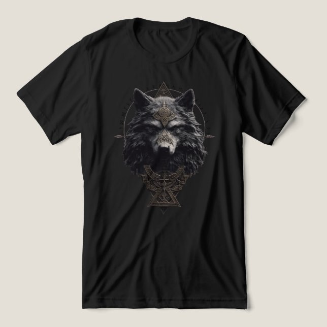 Viking Wolf  Fenrir T Shirt (Design Framsida)
