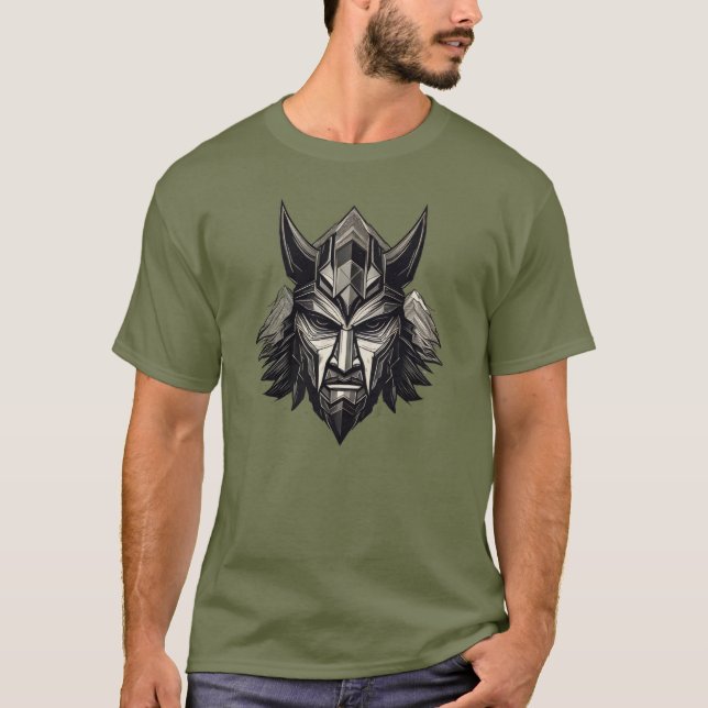 Viking Wolf Warrior – Luxury Nordic Mask Design T- T Shirt (Framsida)