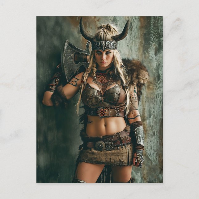 Viking Woman Channeling the Amazon Vibe Vykort (Framsida)