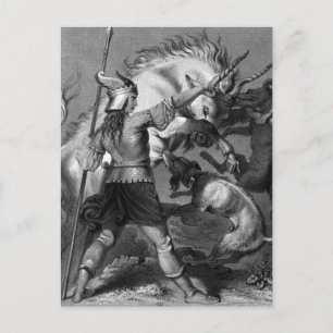 Viking Woman med Spear och Winged Helmet Vykort