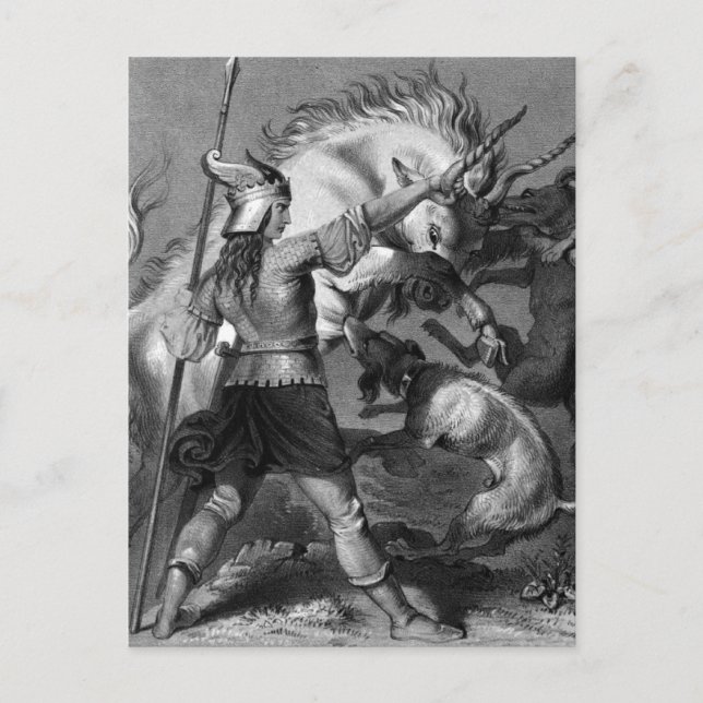 Viking Woman med Spear och Winged Helmet Vykort (Framsida)