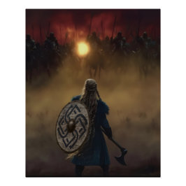 Viking Woman Warrior Ansikte Danger Perfect Poster