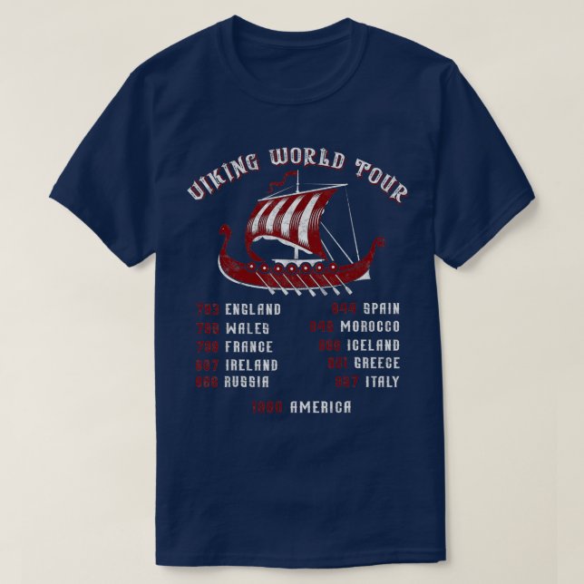 Viking World: 793-1066 Drakkar Dragon Frakt Viki T Shirt (Design framsida)