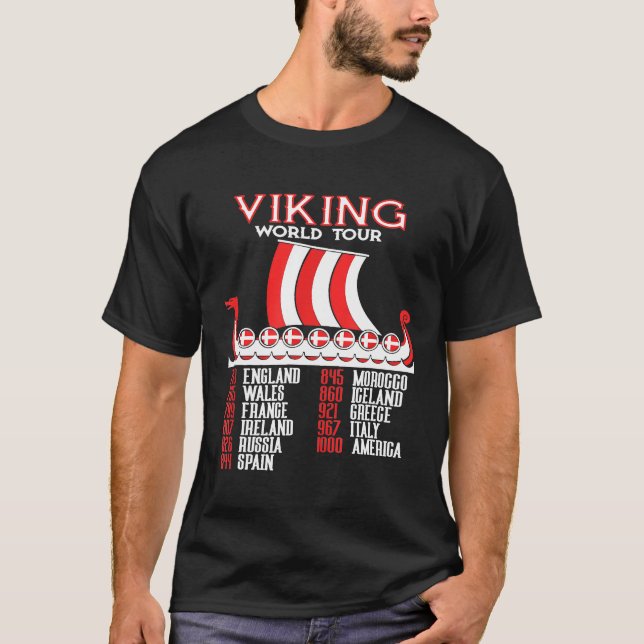 Viking World Tour Danmark Viking Frakt Longship Vi T Shirt (Framsida)