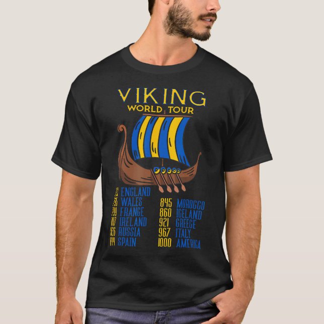 Viking World Tour Swedish Viking Frakt Longship T Shirt (Framsida)