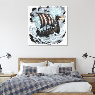 Vikingar på drakskepp canvastryck
