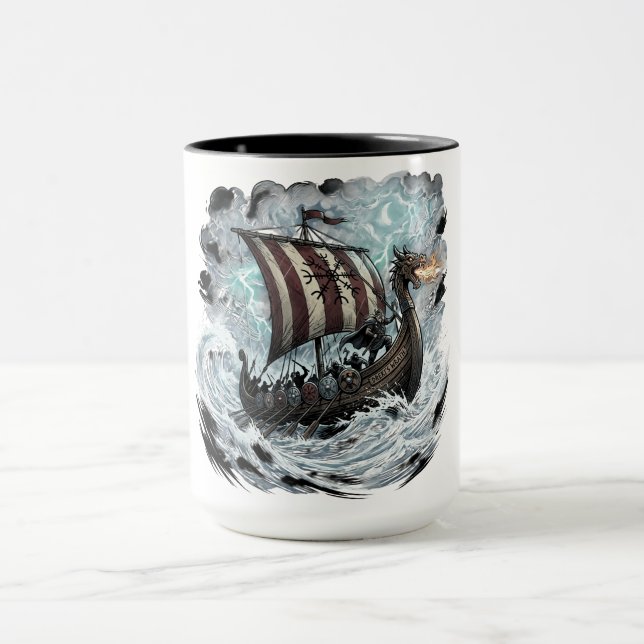 Vikingar på drakskepp mugg (Center)