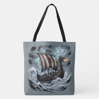 Vikingar på drakskepp tygkasse