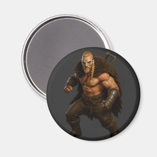 Vikingbarbarisk hjältemagnet magnet (Front/Back)