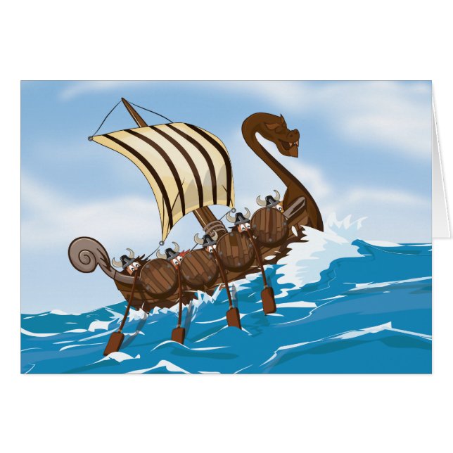 Vikingfartyg Hälsningskort (Framsidan Horizontal)