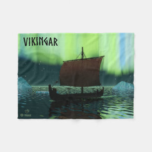 Vikingfartyg Och Norrsken Fleecefilt