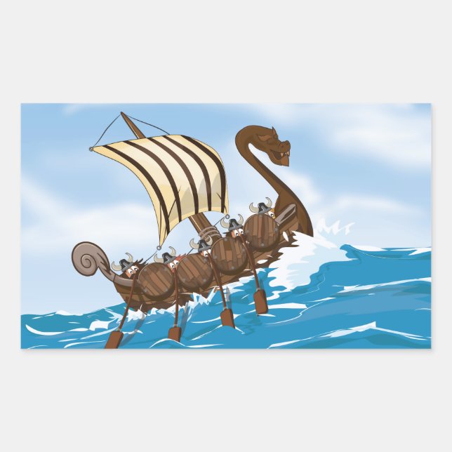 Vikingfartyg Rektangulärt Klistermärke (Framsida)