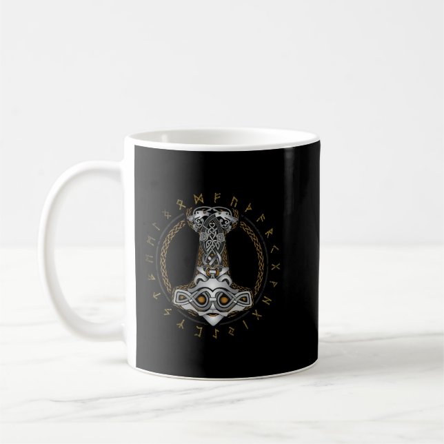 Vikinghammare av Thor och Runor Kaffemugg (Vänster)