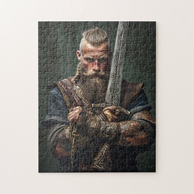 Vikingkrigare i äkta dräkt pussel (Vertikal)