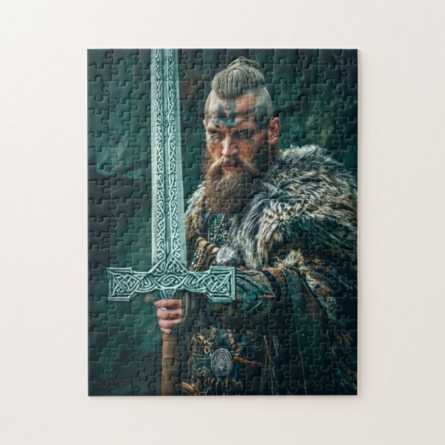 Vikingkrigare i äkta dräkt pussel (Vertikal)