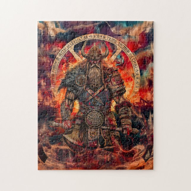 Vikingkrigare i Asgard med gudar Pussel (Vertikal)