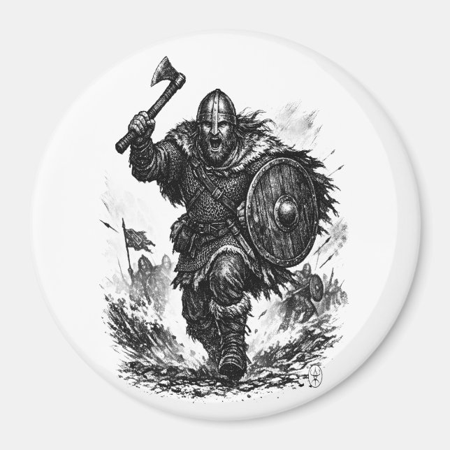 Vikingkrigarkrigsladdning – Bläckstrid Magnet (Framsidan)