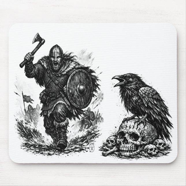 Vikingkrigarkrigsladdning – Bläckstrid Musmatta (Framsidan)