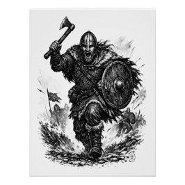 Vikingkrigarkrigsladdning – Bläckstrid Perfect Poster