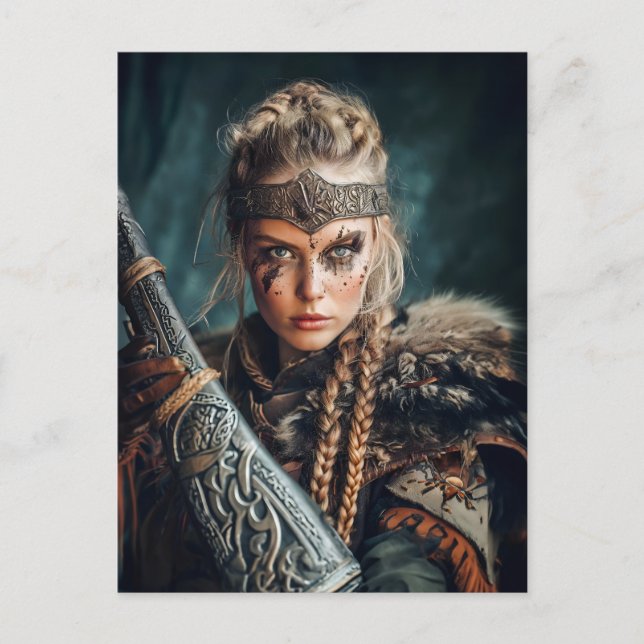 Vikingkvinnor i traditionell klänning vykort (Framsida)