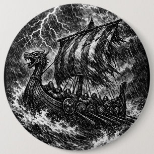 Vikinglångskepp i storm — Ink Saga Art Knapp