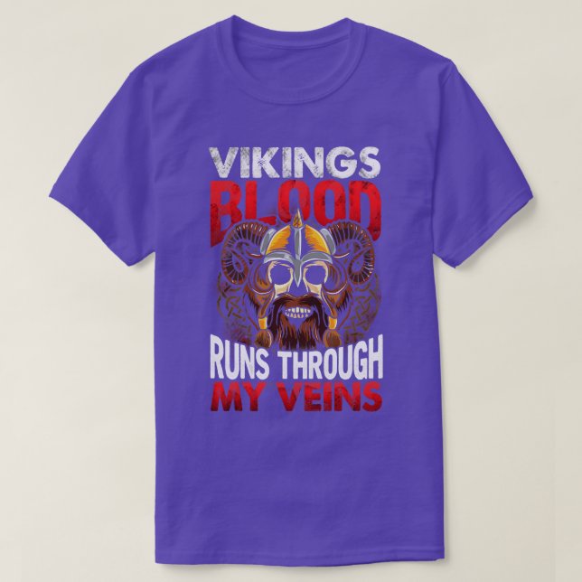 Vikings Blood Springa genom mina Veins T Shirt (Design framsida)
