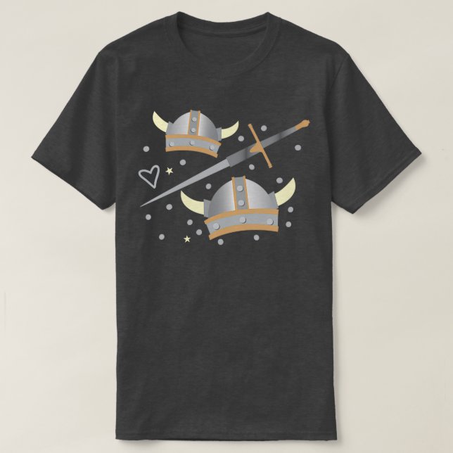 Vikings helmet och svärd mönster 2 t shirt (Design framsida)